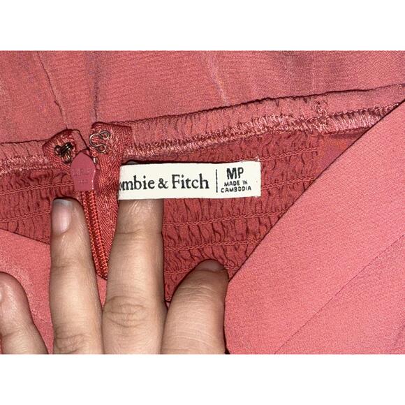 NEW Abercrombie & Fitch Red Pink Puff Sleeve Long Sleeve Midi Dress Women Size M - Picture 5 of 9